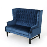 Christopher Knight Home® - Noble House - Nolie High Back Tufted Winged Cobalt Velvet Loveseat