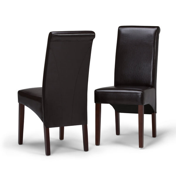English Elm Avalon Deluxe Parson Dining Chairs Set Of 2 - Stylish Tanners Brown Vegan Leather For Comfort & Elegance B136P159800