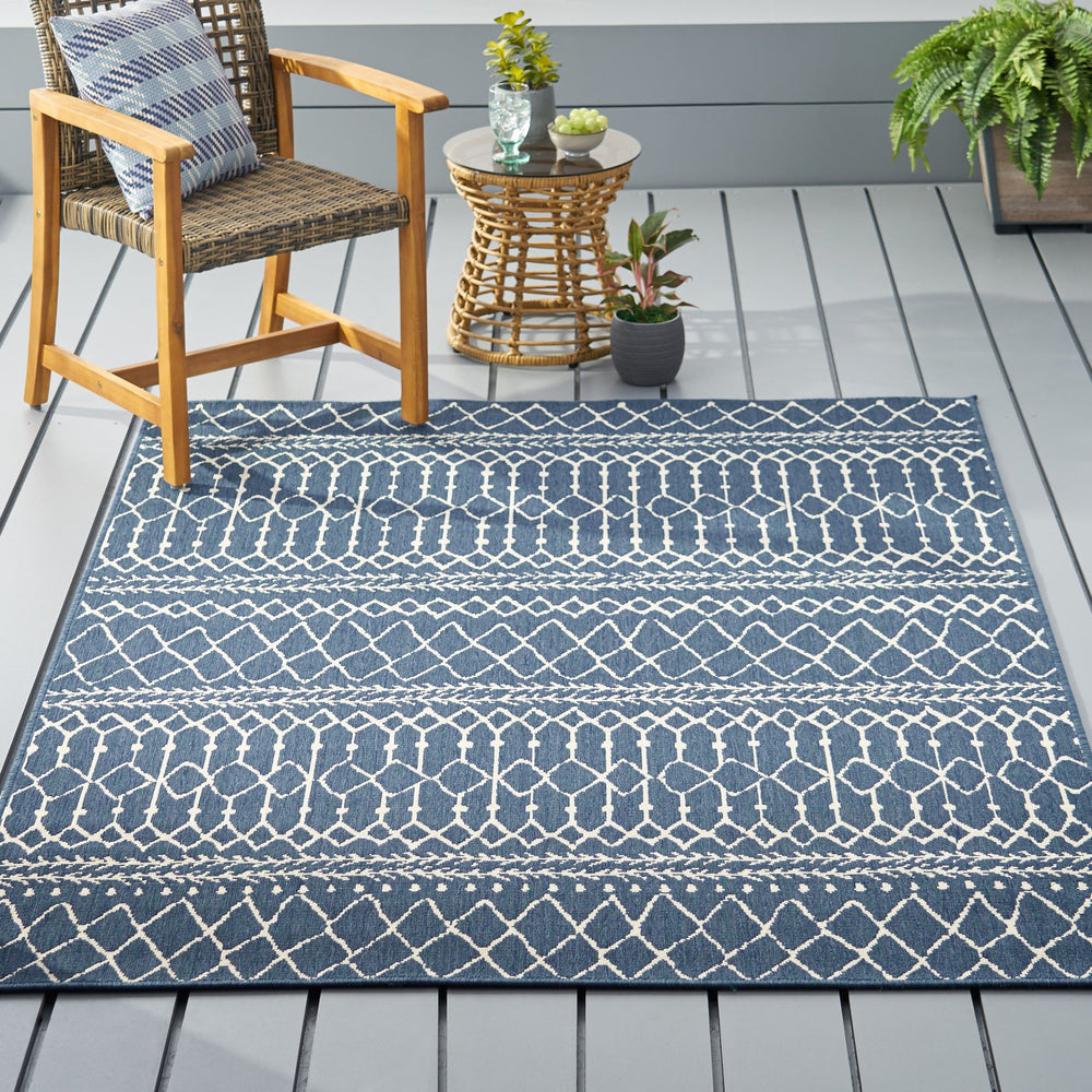 English Elm Christopher Knight Home® - 5'3"x7' Rug - Blue Polypropylene Area Rug, 100% Durable Low-Pile 4mm Handcrafted Accent for Living Room 72346.00