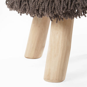 English Elm Christopher Knight Home® - ROJA Handcrafted Wool & Cotton 16x16 Boho Foot Stool with Eucalyptus Wood, Dark Brown Tufted Accent 63546.00DBRN