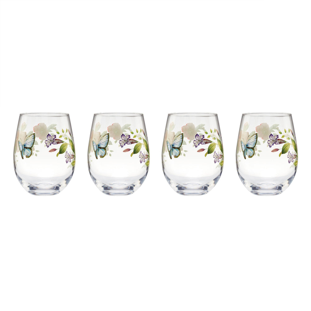 Lenox Butterfly Meadow Stemless Wine Glasses, Set of 4 Multi, NO COLOR GLASS,CRYSTAL 896701