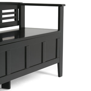 English Elm Adams Entryway Storage Bench In Black - Stylish Solid Wood Seating With Hidden Storage & Safety Hinges B136P158099