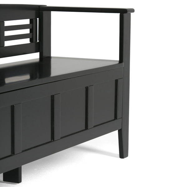 English Elm Adams Entryway Storage Bench In Black - Stylish Solid Wood Seating With Hidden Storage & Safety Hinges B136P158099