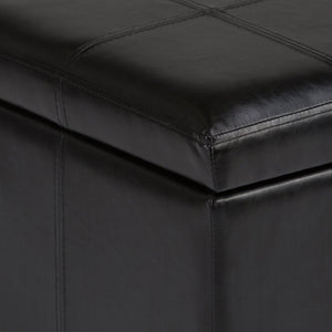 English Elm Amelia Storage Ottoman Bench with Hidden Compartment, Nailhead Trim, Stitched Faux Leather Seat Black B136P159105