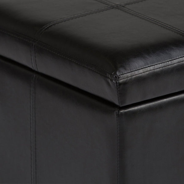 English Elm Amelia Storage Ottoman Bench with Hidden Compartment, Nailhead Trim, Stitched Faux Leather Seat Black B136P159105