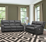 Parker House Polaris - Slate Power Reclining Sofa And Loveseat Dark Grey 100% Polyester (W) Mpol-32ph-sla