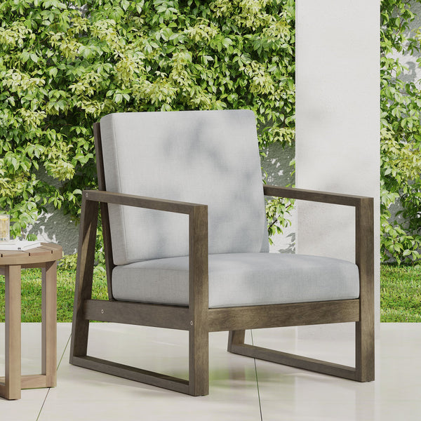 English Elm Christopher Knight Home® - BELGIAN Club Chair in Acacia Wood — Durable Outdoor Slat Design with Open Arms for Patio Comfort and Style Grey 37 L x 27 W x 16.75 H 65060.00GLGRY