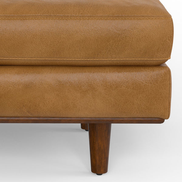 English Elm Morrison Ottoman In Sienna Genuine Leather - Handcrafted Mid-Century Elegance For Your Living Space B136P159249