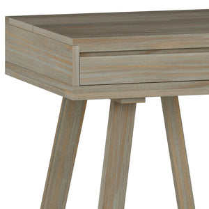 English Elm Bowman Handcrafted Flip-Up Desk in Distressed Grey with USB Power, 3 Drawers, Trestle Base, 54"W B136P158491
