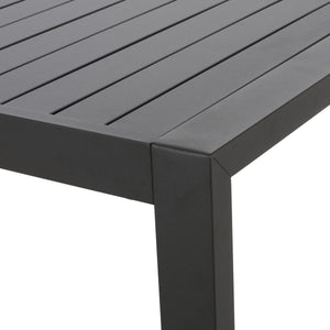 English Elm Outdoor Aluminum Slatted Rectangular Dining Table Seats Six for Patio or Terrace 66959.00BLK