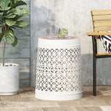 Christopher Knight Home® - Noble House - Cranbrook Outdoor Lace Cut Side Table with Tile Top