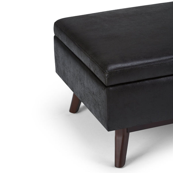 English Elm Owen - Stylish Mid-Century Storage Ottoman In Distressed Black Faux Leather - Versatile & Durable B136P159187-GIGA