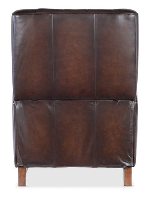 Hooker Furniture Henderson Semi-Aniline Leather Push-Back Recliner With Wing Back, Button Tufting And Wood Base Brown RC806-PB-088