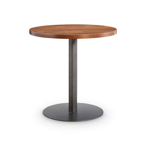 Bernhardt Bernhardt Brasea Suar Wood Round Side Table with Steel Pedestal for Modern Interiors 394124
