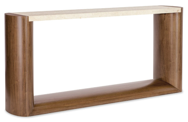 Hooker Furniture Eleana Marble Top Console Table — Slim 74" Walnut Veneer Entryway Console With Light Caramel Finish 7252-85003-85