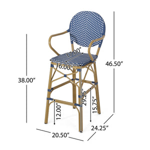 English Elm Outdoor Bistro Wicker Barstools Set of 2 Rust Resistant Aluminum Patio Bar Seating 72605.00