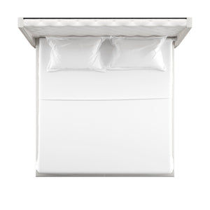 Homelegance By Top-Line Vaughn Faux Leather Crystal Tufted Bed Ivory White Faux Leather