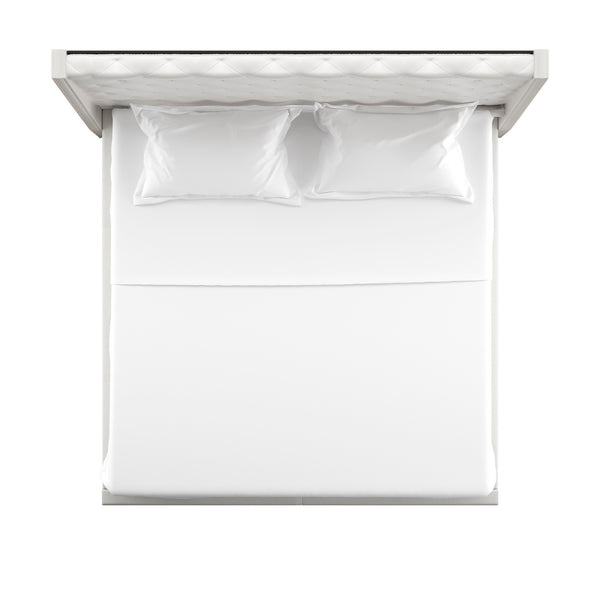 Homelegance By Top-Line Vaughn Faux Leather Crystal Tufted Bed Ivory White Faux Leather