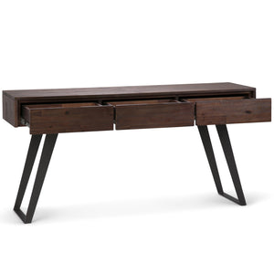 English Elm Lowry Console Sofa Table - Distressed Charcoal Brown, Solid Acacia, Modern Industrial Design, Storage B136P158851