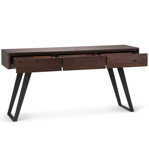 English Elm Lowry Console Sofa Table - Distressed Charcoal Brown, Solid Acacia, Modern Industrial Design, Storage B136P158851