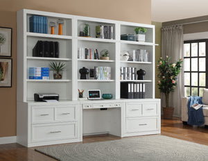 Parker House Catalina 6 Piece Workspace Library Wall Cottage White Poplar Solids / Birch Veneers CAT-6PC-LIB DESK-FILE