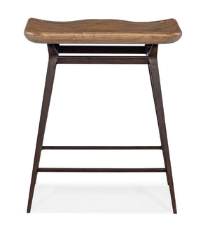 Hooker Furniture Big Sky Stool Vintage Natural Shaped Wood Seat With Industrial Metal Base - Rustic Comfort Design 6700-50008-80