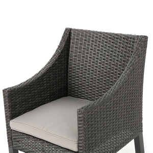 English Elm Christopher Knight Home® - ANTIBES Outdoor Dining Chair Set of 2 — All-Weather PE Rattan, Water-Resistant Cushions, Sleek Design Grey+Silver 40 L x 24.5 W x 11.5 H 61561.00GRY