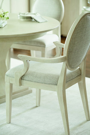 Bernhardt Bernhardt East Hampton Oval Back Arm Chair In Cerused Linen Finish — Plush Gray Upholstery, Sculpted Curves And Solid Ash Frame For Timeless Modern Comfort 395562