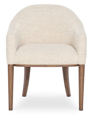 Hooker Furniture Eleana Upholstered Arm Chair With Light Caramel Walnut Veneer, Linen-Blend Seat, Tailored Tapered Legs 25.75 L x 24.50W x 32.50H 7252-75400-85