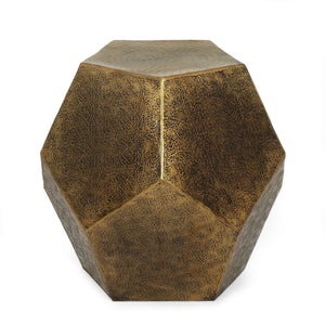 English Elm Hexagonal Handcrafted Aluminum Side Table Sculptural Glam Accent for Modern Living 71297.00