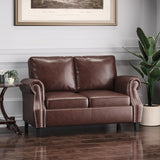 Christopher Knight Home® - Noble House - Lawton Contemporary Faux Leather Loveseat with Nailhead Trim