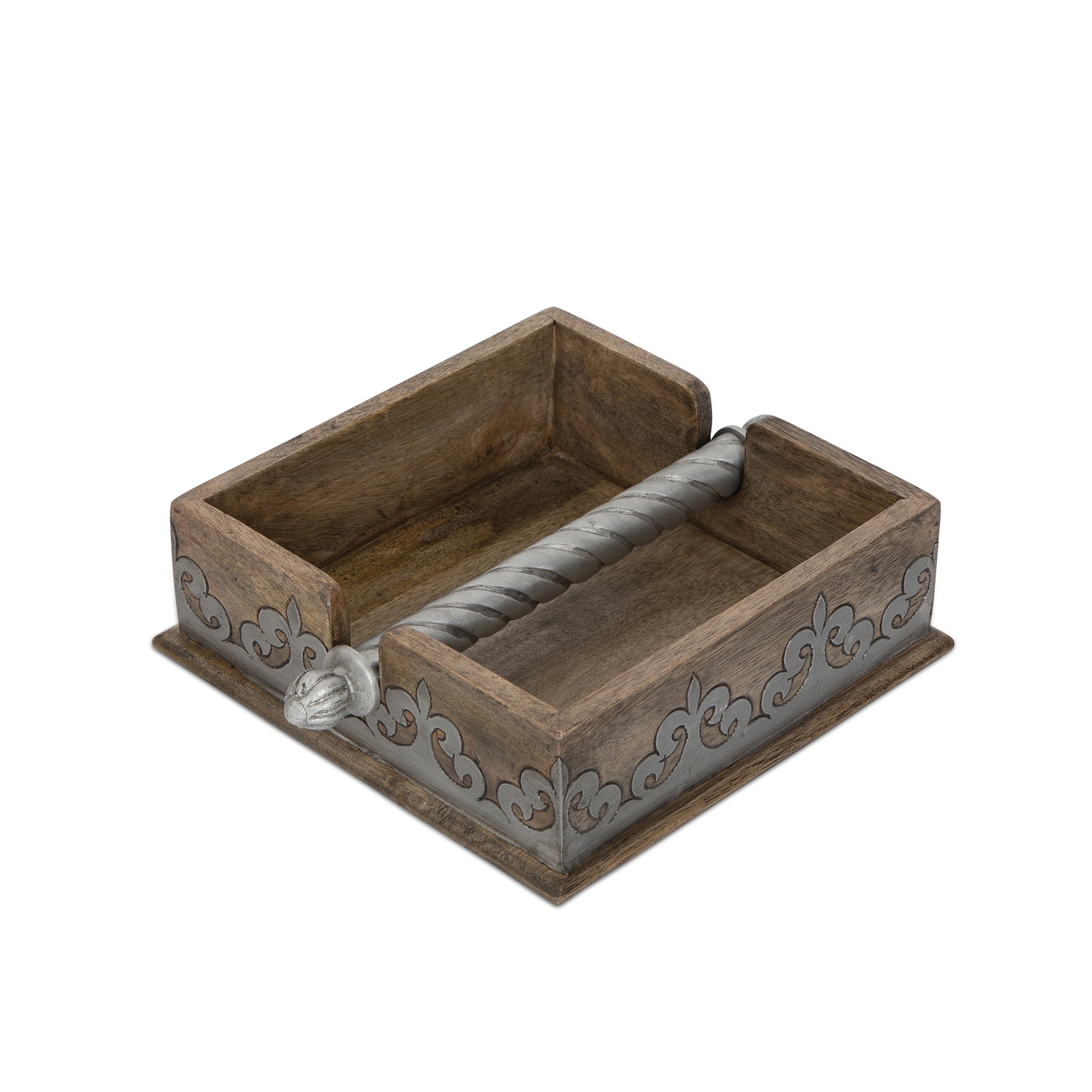 Hand-Carved Mango Wood Napkin Holder - Thumbnail 4