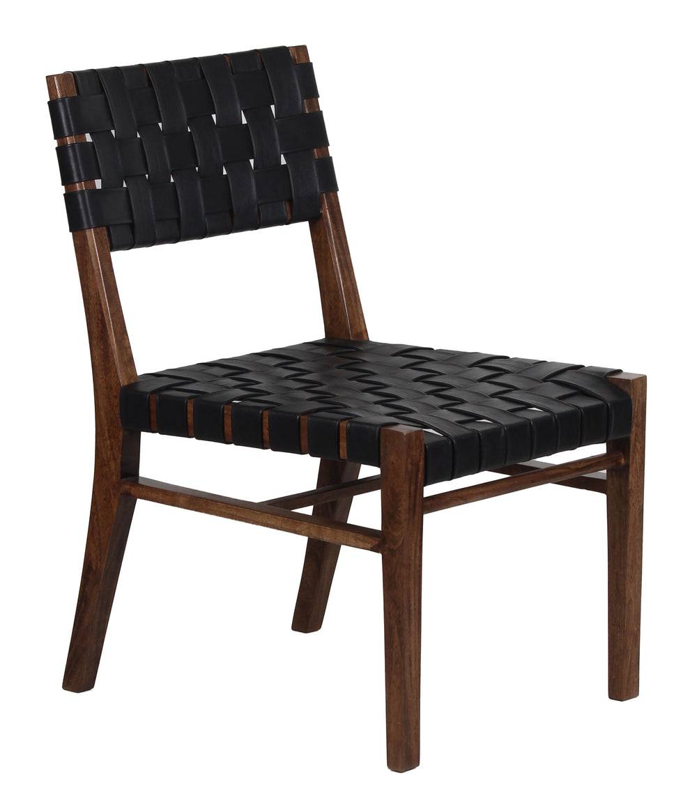 Porter Designs Porter Kier Leather-woven Dining Chairs Set Of 2 - Solid Mango Wood Frame, Brown Walnut Finish Brown Wood 07-108-02-8742