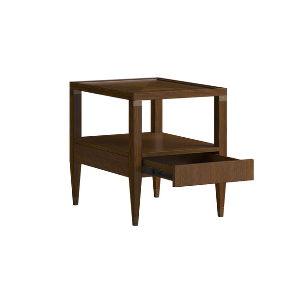 A.R.T. Furniture Eave Elegant End Table: Quartered Walnut Top With Diamond Pattern & Stylish Burnished Gold Legs Brown Material(S), Poplar And Parawood Solids,Walnut Veneer 336304-1860