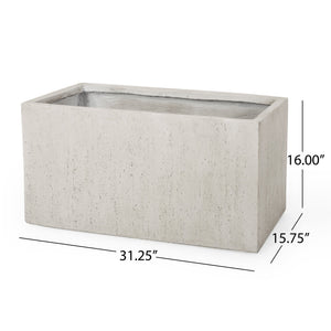 English Elm Ella Rectangular Mgo Planter Box Weathered Stone Finish Outdoor Patio Garden 70627.00WHI