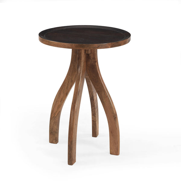 English Elm End Table Solid Mango Wood Sculptural Lipped Top Bohemian Living Room Accent 67332.00