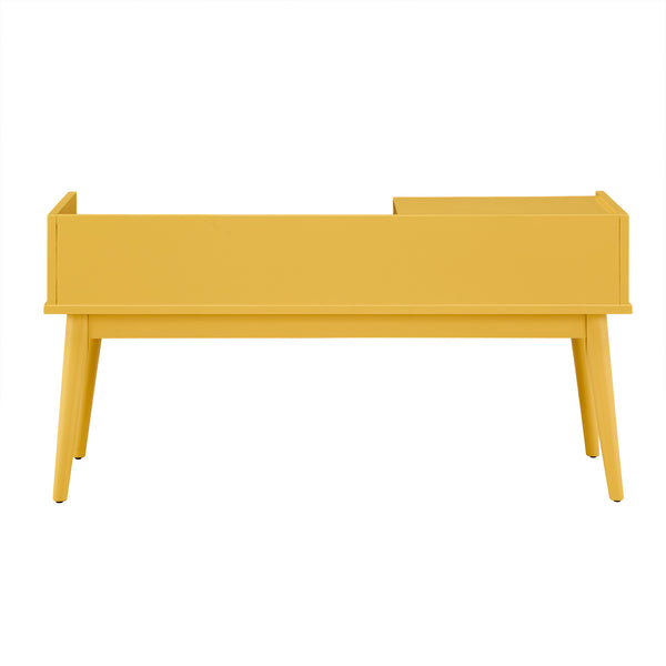 Homelegance By Top-Line Aeron 1-Drawer Cushioned Entryway Bench Yellow Rubberwood