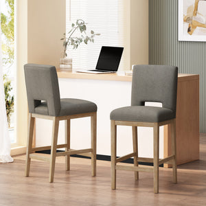 English Elm Christopher Knight Home® - BARSTOOL Grey Fabric Upholstered Padded Seat with Sturdy Eco Wooden Frame — Comfortable Durable Design 73531.00DPGRY
