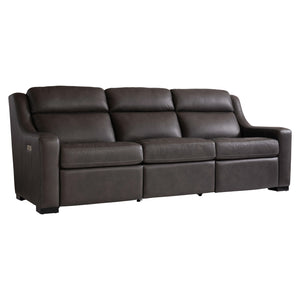 Bernhardt Germain Leather Power Motion Sofa Grey Leather 2027RHO