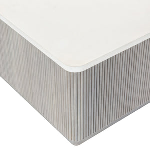 Bernhardt Bernhardt Colonnade Square Cocktail Table With Faux Stone Top, Reeded Base, Casters For Mobility 458011