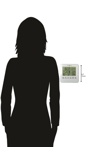 Hekman Furniture 645693 Weather View Digital Table Clock - Chic Satin Silver, Multi-function Lcd With Alarm & Snooze  Weather View Tabletop Clock 645693