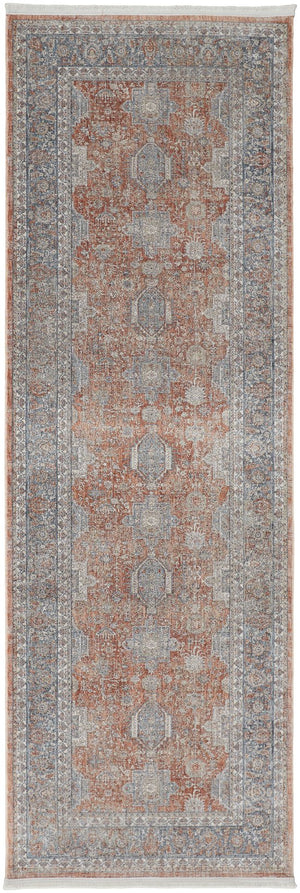 Feizy Rugs Marquette Elegant Power-loomed Rug With Traditional Persian Motifs - Stain Resistant And Durable Red,Orange,Blue Polyester,Acrylic Mrq3761frstblui8b