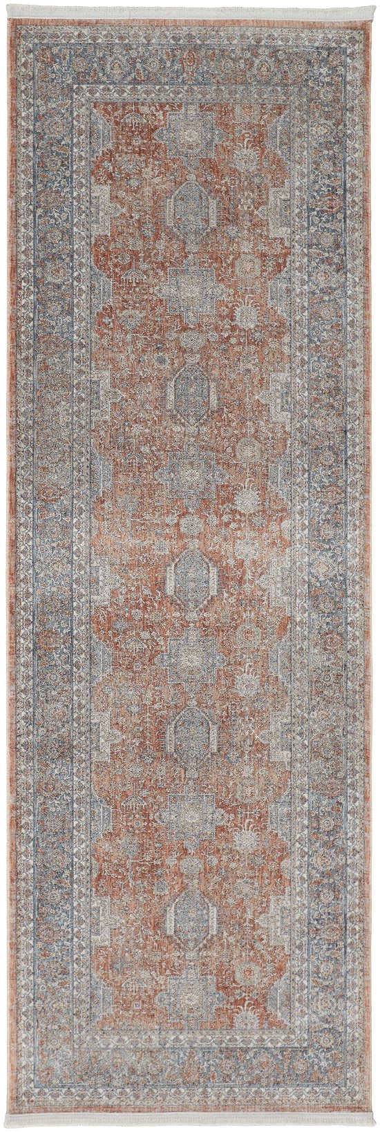Feizy Rugs Marquette Elegant Power-loomed Rug With Traditional Persian Motifs - Stain Resistant And Durable Red,Orange,Blue Polyester,Acrylic Mrq3761frstblui8b