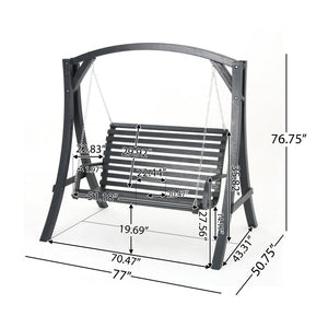 English Elm San Juan Freestanding Larch Wood Swing Loveseat Outdoor Garden Retreat Bench 54880.00BGRY_54880.00CGRY