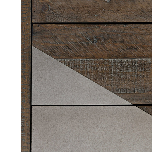 Bernhardt Bernhardt Distressed Pine Drawer Chest With Gray Mist Steel Accents, Push-To-Open Drawers, 50"W X 19"D X 32"H 303115B