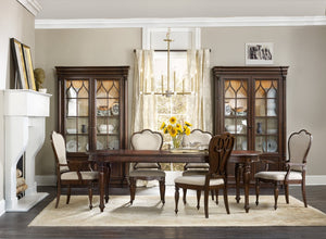 Hooker Furniture Leesburg Mahogany Display Cabinet With Arched Fretwork, Adjustable Glass Shelves & Touch Lighting 5381-75906