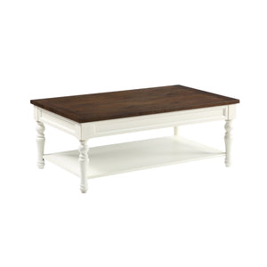 English Elm Steve Silver - Joanna Three-Piece Table Set with Turned Legs & Bottom Shelf, Two-Tone Ivory Mocha Finish, White B081S00385
