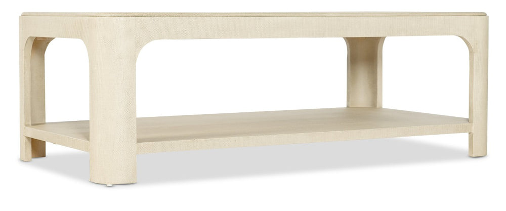 Hooker Furniture Archives Raffia Rectangle Cocktail Table — Flax Finish Raffia & Woven-Cane Coffee Table With Shelf, 56" 6123-80110-05