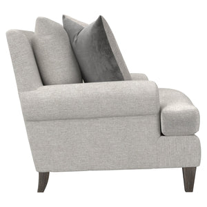 Bernhardt Bernhardt Isabella Chair — Plush Gray Transitional Lounge Seating With Rolled Arms, Exposed Wood Legs (Made-To-Order) P4612B