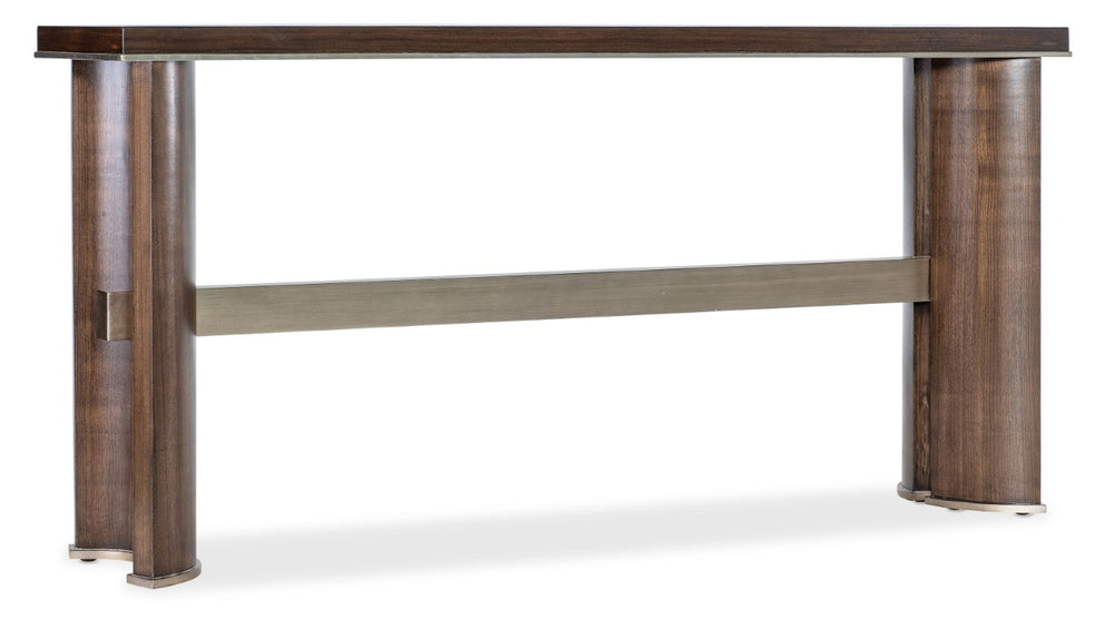 Hooker Furniture Melange Dark Walnut Console Table With Champagne Accents — Narrow 68"W 15"D 33"H Elegant Hallway Foyer Statement 628-85689-89